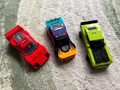 Set of 3 orignal LEGO Race and Muscle car for sale with mini figure