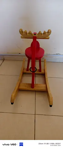 Wooden rocking reindeer ride-on toy for toddlers