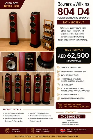 Bowers & Wilkins 804 D4 Floorstanding Speakers - Satin Rosenut (Pair)