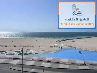 Fully furnished 1-bedroom apartment with sea view, first row on Ajman Corniche, including internet and electricity, near Al Safina Roundabout.