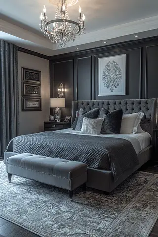 Gray colour 200*200 super king size bed with tufted headboard