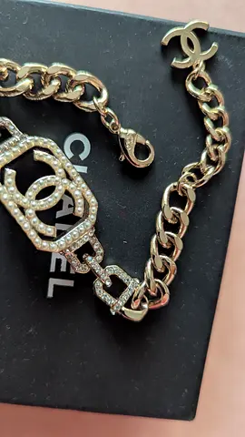 Chanel-inspired chain bracelet with pearl CC charm