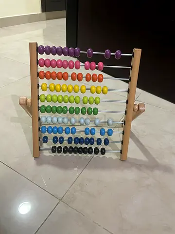 Wooden Abacus Counting Toy - Multi-color Beads, Good Condition