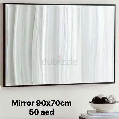 Wall Mirror 90x70 cm with Thin Black Frame - Perfect Condition