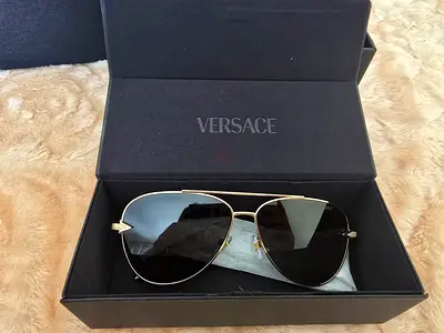 Versace Gold Pilot Sunglasses with Original Packaging