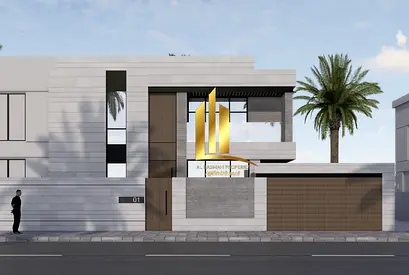 Villa for sale in Sharjah, Rawdat Al Qurt area. Personal finishing, the entire facade is clad in st