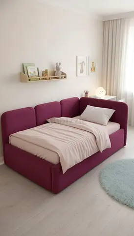Modern Upholstered Daybed for Kids in Magenta