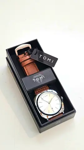 Tomi men's wristwatch with brown leather strap - new in box
