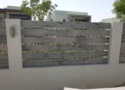 Outdoor Grey Wood-Look Slatted Fence Panels