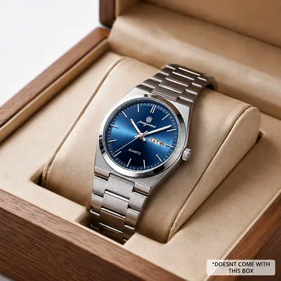 URGENR SALE | Men's Stainless Steel Quartz Watch with Blue Dial