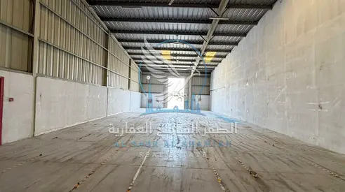 Warehouse for rent in Industrial Area 15, Sharjah, 3,200 sq. ft., 3-phase power, wide entrance, suitable for storage and operations.