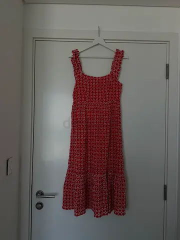 Red patterned sleeveless summer dress, size approx s