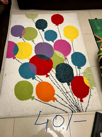 Colorful Balloon Pattern Area Rug - Good Condition