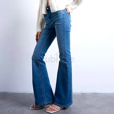Topshop Jamie flare high rise jean in vintage blue