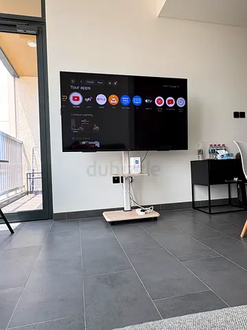 Rolling TV Stand on Wheels - Height Adjustable, Fits 26 to 70 Inch