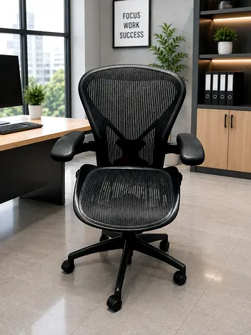 Herman Miller Ergonomic Mesh Office Chair – Black, Adjustable Lumbar Support