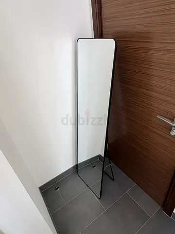 Full Length Mirror 155x45cm Black Frame - Free Standing or Leaning