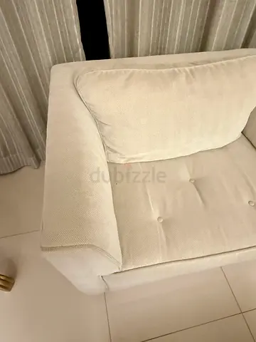 Cream fabric single-seater armchair/sofa in excellent condition