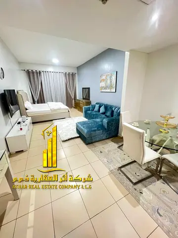 ✨ افخم وارقى شقة اول ساكن استوديو مفروش بالكامل للإيجار الشهري في أبراج عجمان ون مع باركن خاص – الراشدية✨ استمتع بحياة الرفاهية في واحد من أرقى أبراج