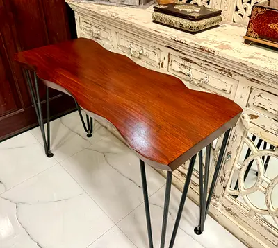 Marina Solid Marina Wood Console Table with Hairpin Legs - Natural Finish