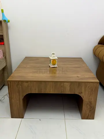 Solid Wood Coffee Table with Arch Cutouts - Rustic Modern