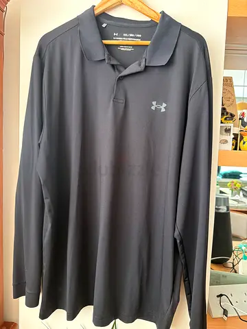 Under Armour Long Sleeve Polo Shirt - Black, Size XXL