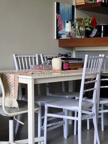 White  Dining Chairs and Table Set