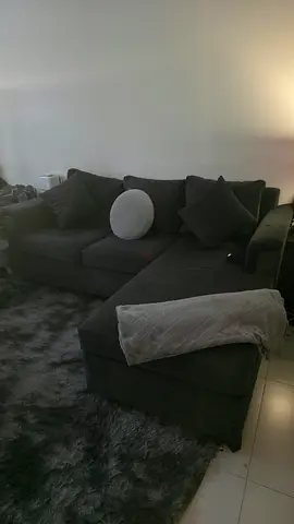 Dark grey L-shaped sofa with chaise - good condition