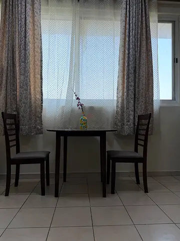 Solid Wooden dining table and chair with grey upholstered seat set available. Made in Malaysia.