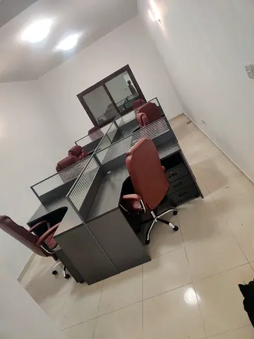 Set of 8 person Workstations with 8 chair Chairs and Pedestals -