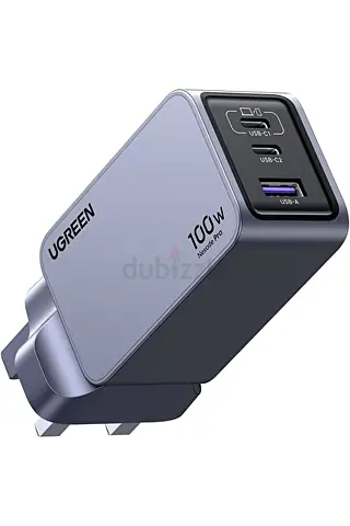 UGREEN 100W GaN USB-C + USB-A Wall Charger (UK Plug) - Compact Fast Charger