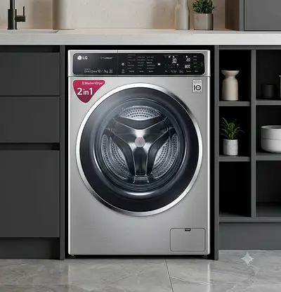 LG 2-in-1 Front-Load Washer Dryer – 10/7kg | Silver | Good Condition