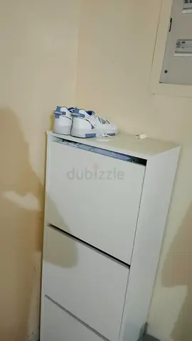 IKEA white 3-tier shoe cabinet - slim storage unit