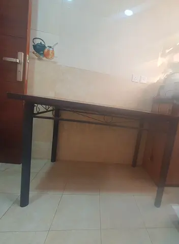 Rectangular Wooden Dining Table with Metal Legs