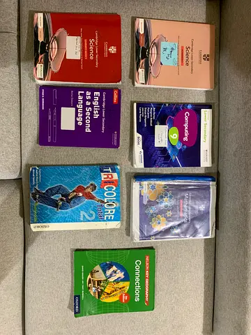 Set of 7 Secondary School Textbooks (Science, Computing, Maths, English, Geography, French)