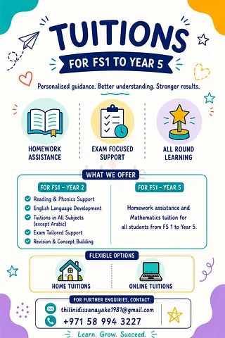 Tuitions | Homework Assistance | FS1 to Year 5