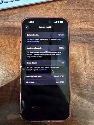 iPhone (Like New) - 100% Battery Health, Purchased Mar 2026