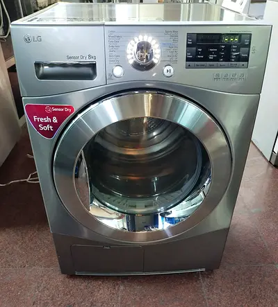 LG Front Load Washer Dryer 8kg - Silver, Sensor Dry