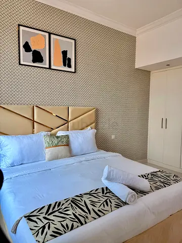 Beds with Hydraulics mattress and side Tables