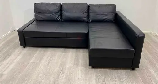 Black L-Shaped Corner Sofa Bed