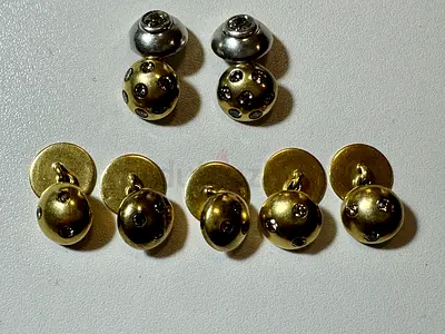Rare 14K Gold Diamond Cufflinks & Shirt Buttons Set – 2.07ct Natural Diamonds