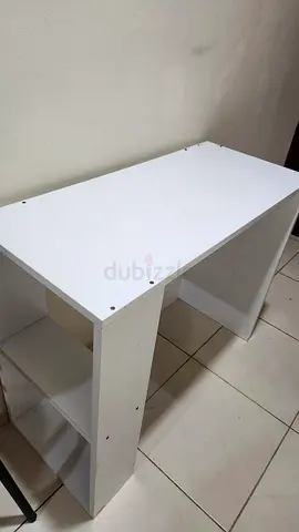 White study Table with Open Shelves - Good Condition