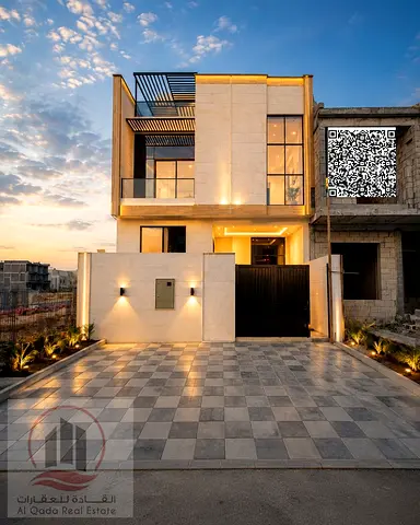 Villa for sale in Ajman, Al Helio area, including registration fees. 5 master bedrooms with a roof