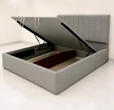 Modern grey fabric storage bed with hydraulic QUEEN SIZE