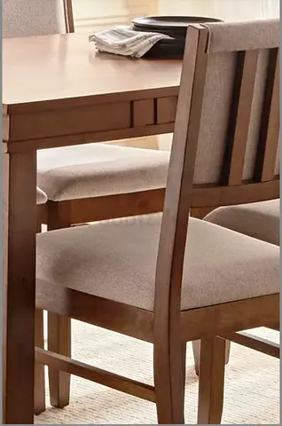 Solid Wood Dining Table with 8Chairs - Light Brown