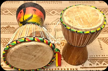 Handcrafted African Drums - Unique and Vibrant 2ps set small and big size.