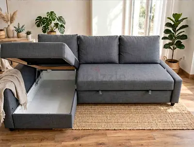IKEA L shap Sofa store cum bed you can fix the storage lift or Right any side you want is available