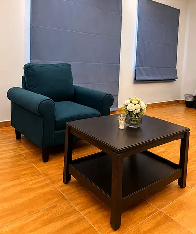 Dark blue armchair in excellent condition