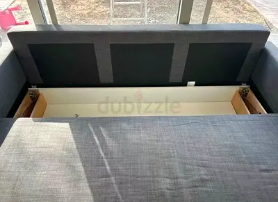 Modern Grey Sofa Bed with Built-in Storage