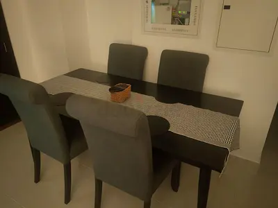 Modern 4-Seater Dining Set with Upholstered Chairs